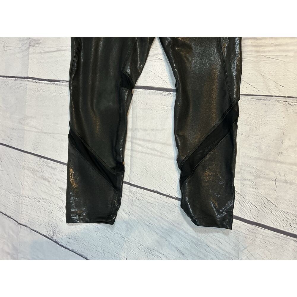 NWT VS PINK Ultimate V Leggings Faux Leather Black Textured Mesh High Rise M - Picture 5 of 6